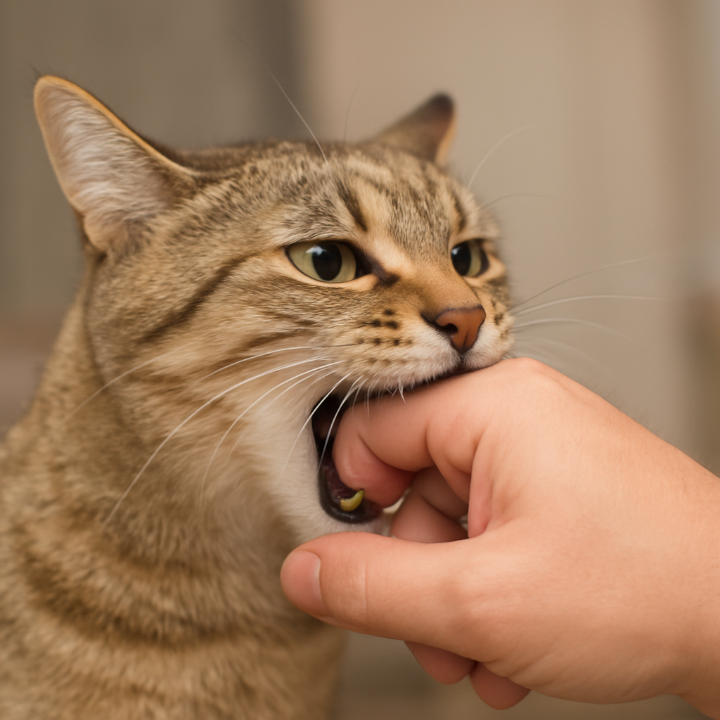 cat bite when petted